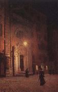 Aleksander Gierymski Street at night USA oil painting artist